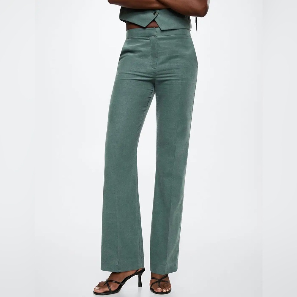Mango Green Corduroy Trousers  - Size 8